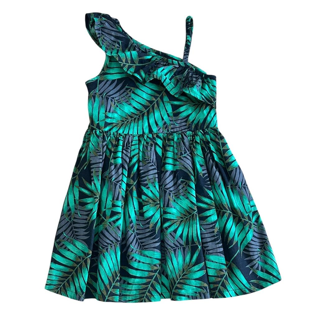 GENUINE KIDS Girls Palm Leaf One Shoulder Dress Size 4T